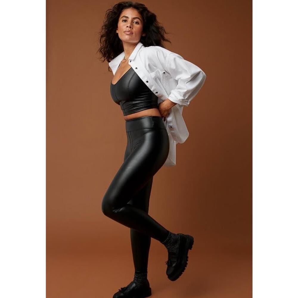 OFFLINE BY AERIE Women's Real Luxe Faux Leather Legging Size XXS In Black